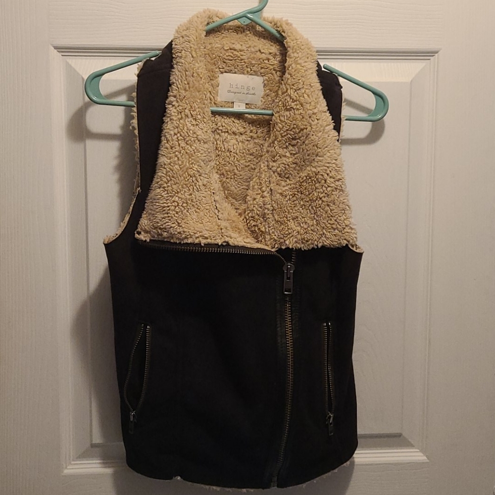 Suede moto vest